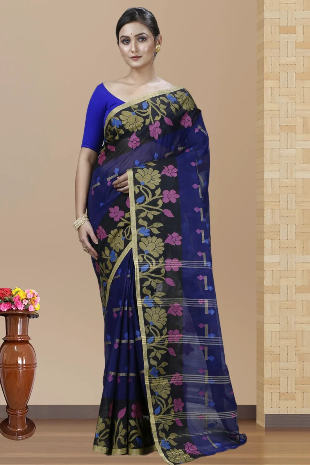 Blue Pure Cotton Urva Tant Saree (1230)