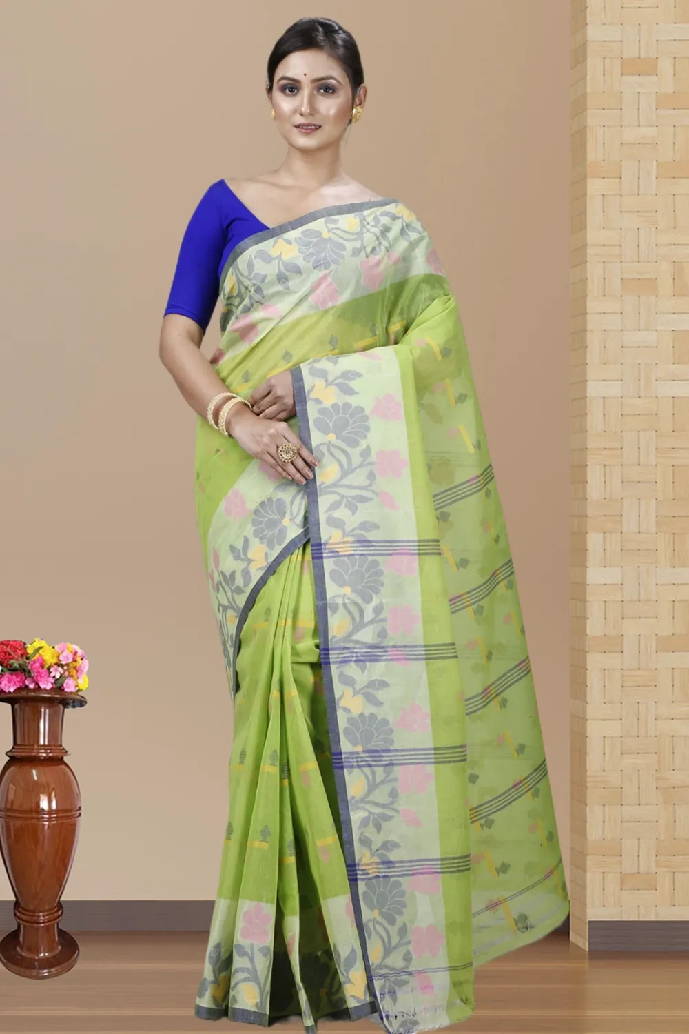 Green Pure Cotton Urva Tant Saree (1231)
