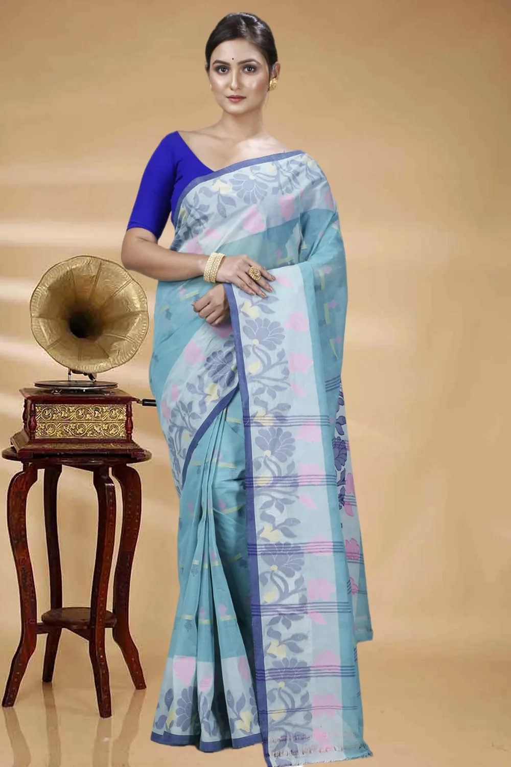 See Green Pure Cotton Urva Tant Saree (1233)