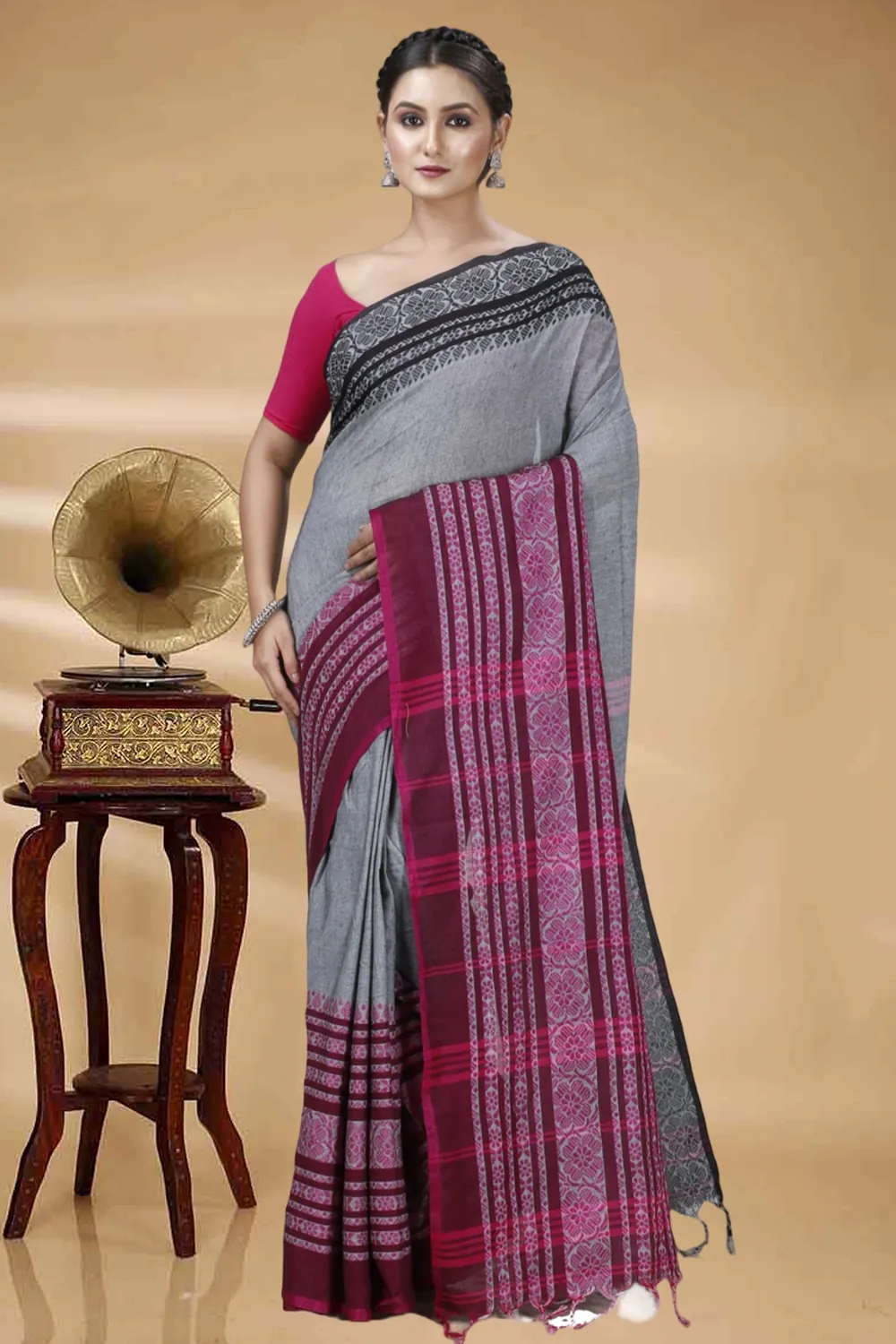 Black Rani Pure Cotton Begompuri_Hand Hand Loom Saree (1288)