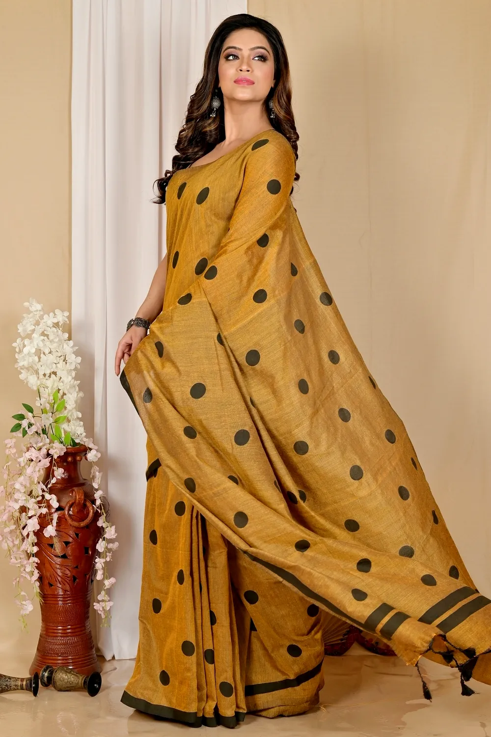 Brown Pure Cotton Tip Hand Loom Saree (1303)
