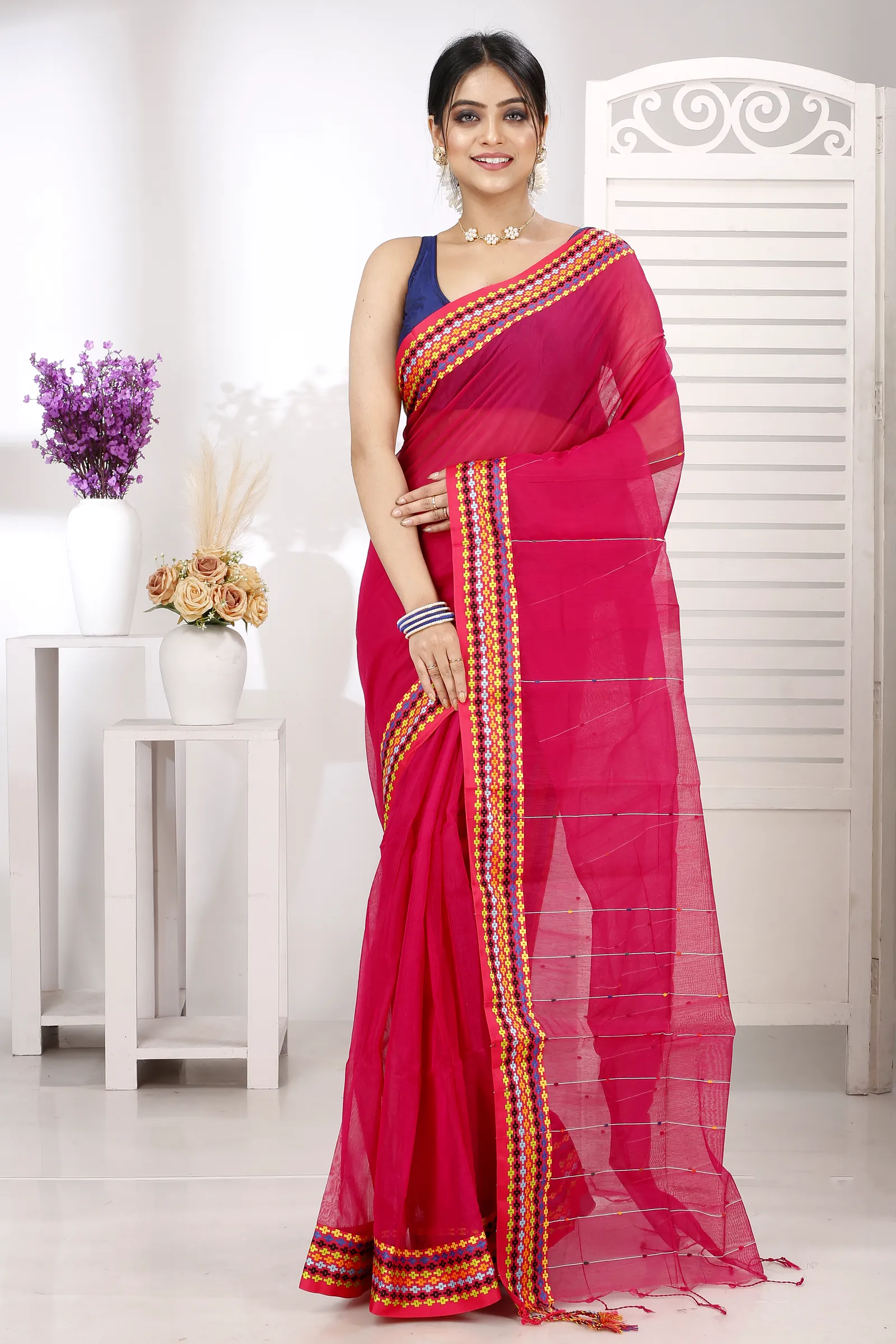 Parpel Cotton Popkn Hand Loom Saree (1336)