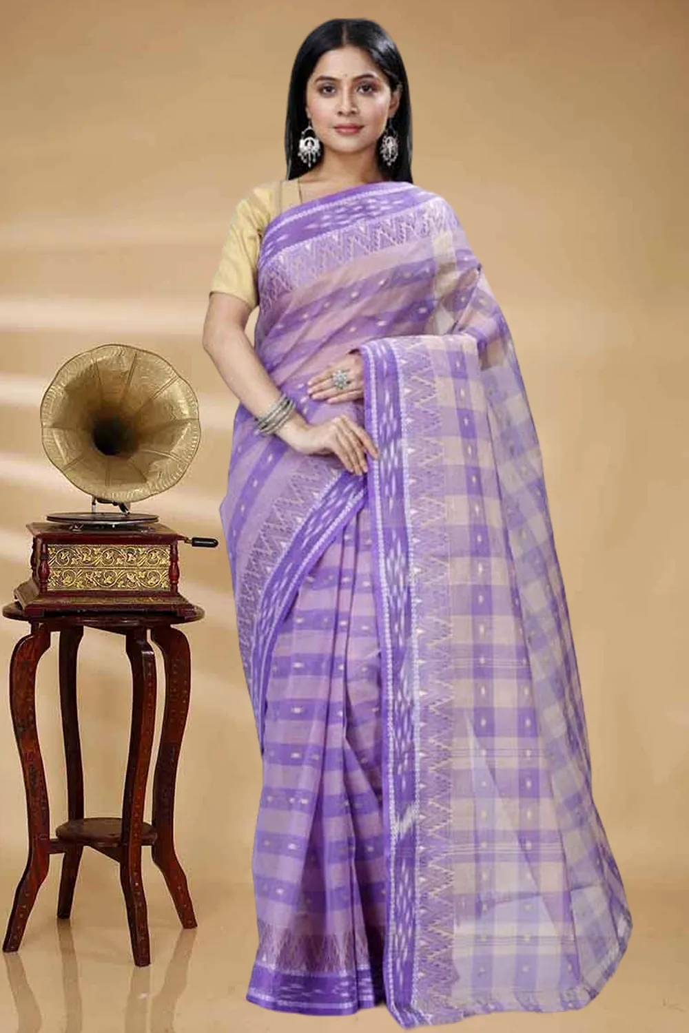 Purple Pure Cotton Niladdri Tant Saree (1338)