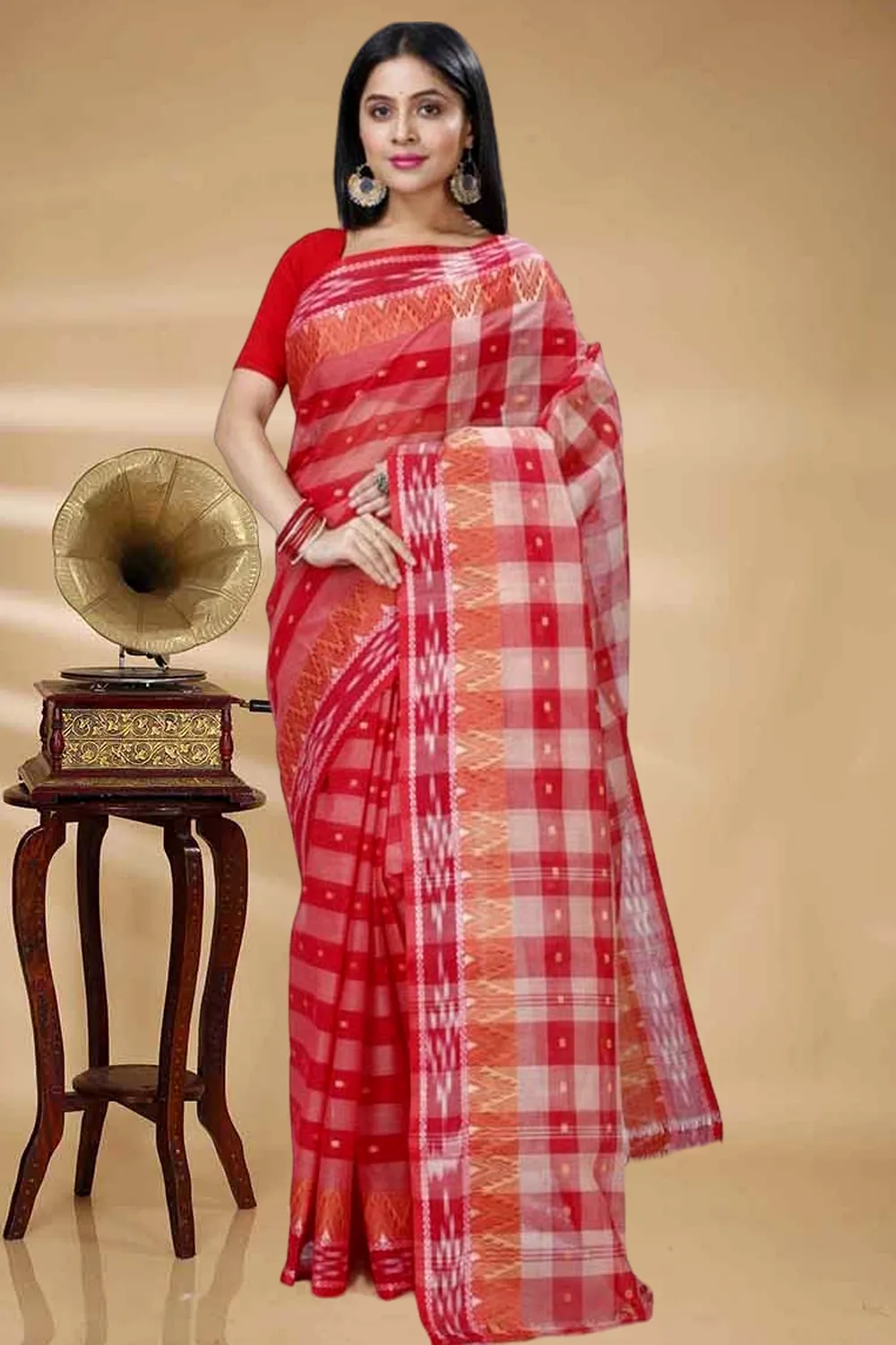 Red Pure Cotton Niladdri Tant Saree (1340)