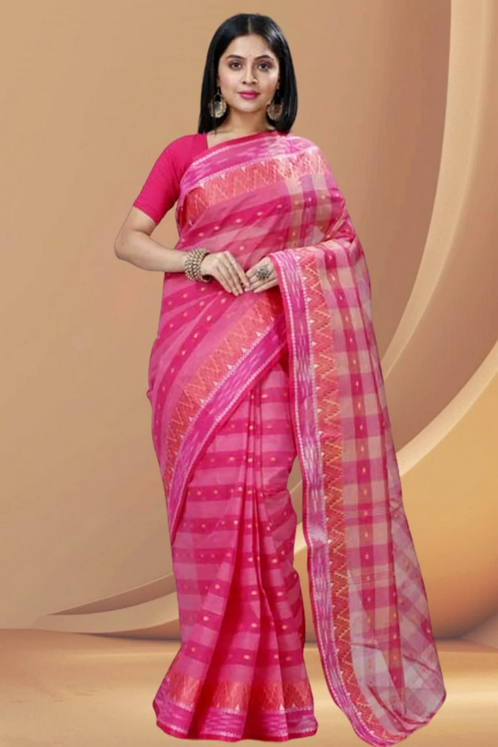 Pink Pure Cotton Niladdri Tant Saree (1342)