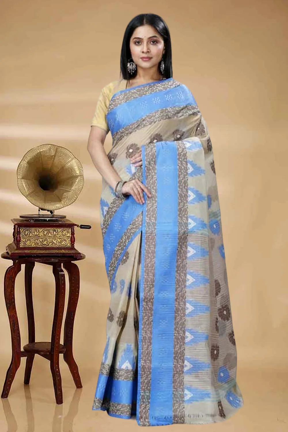Grey Pure Cotton Nuri Tant Saree (1348)