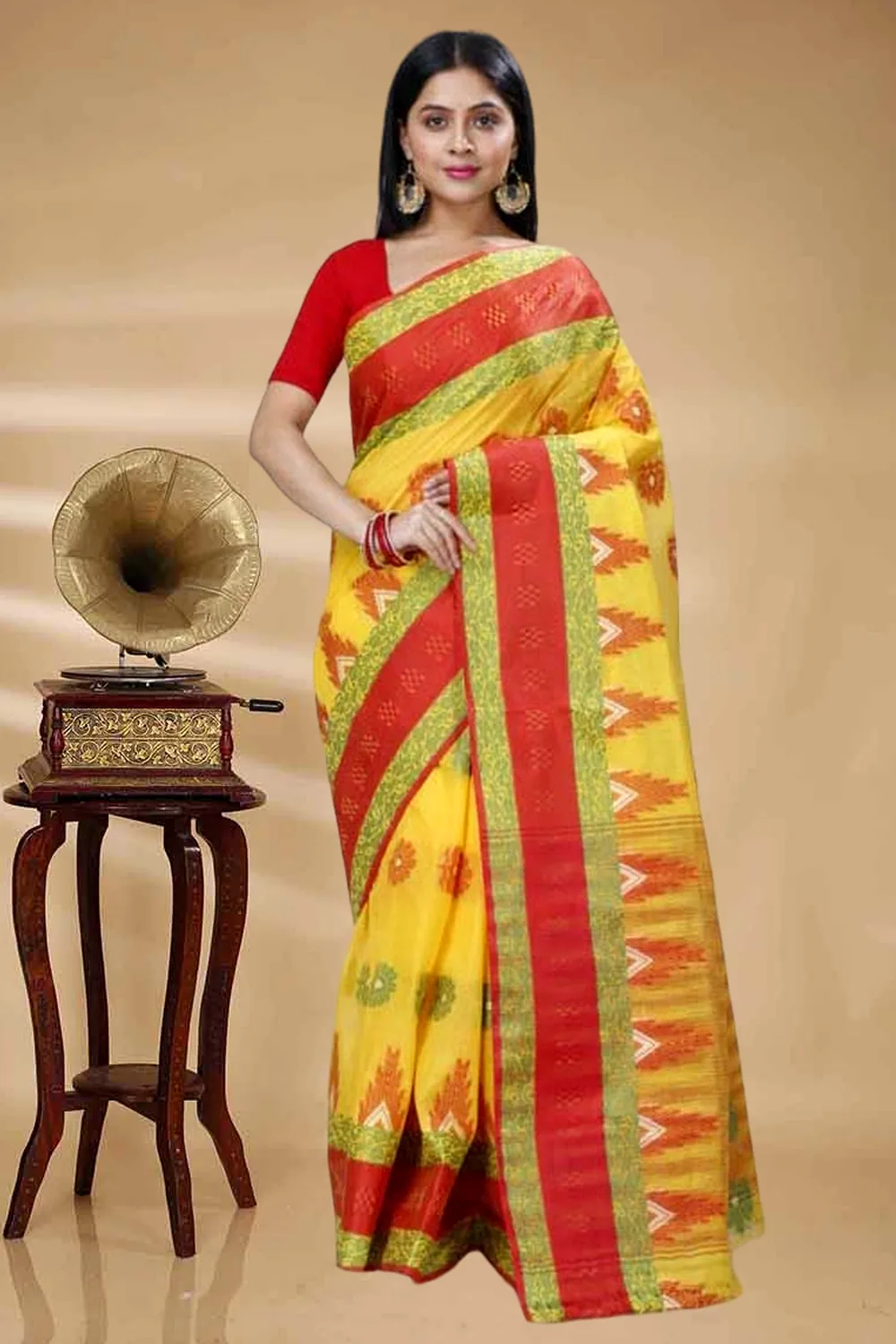 Yellow Pure Cotton Nuri Tant Saree (1349)