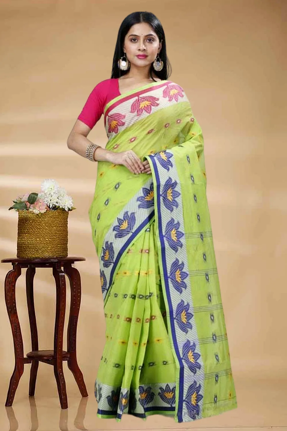 Light Green Pure Cotton Nayan Tant Saree (1361)