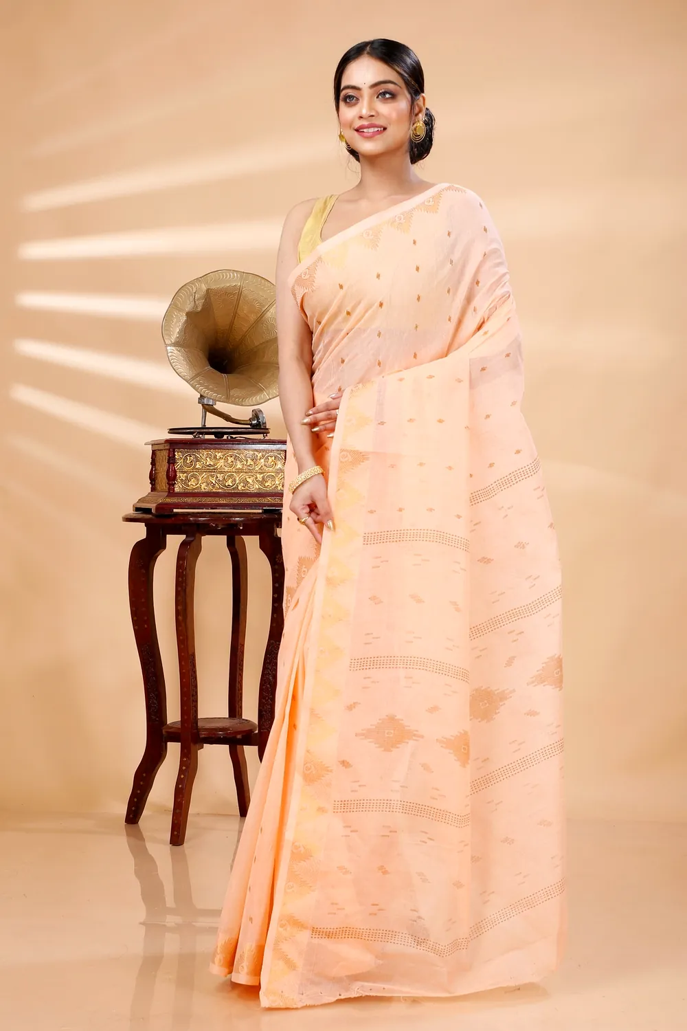 Pitch Pure Cotton Porna Tant Saree Print (1407)