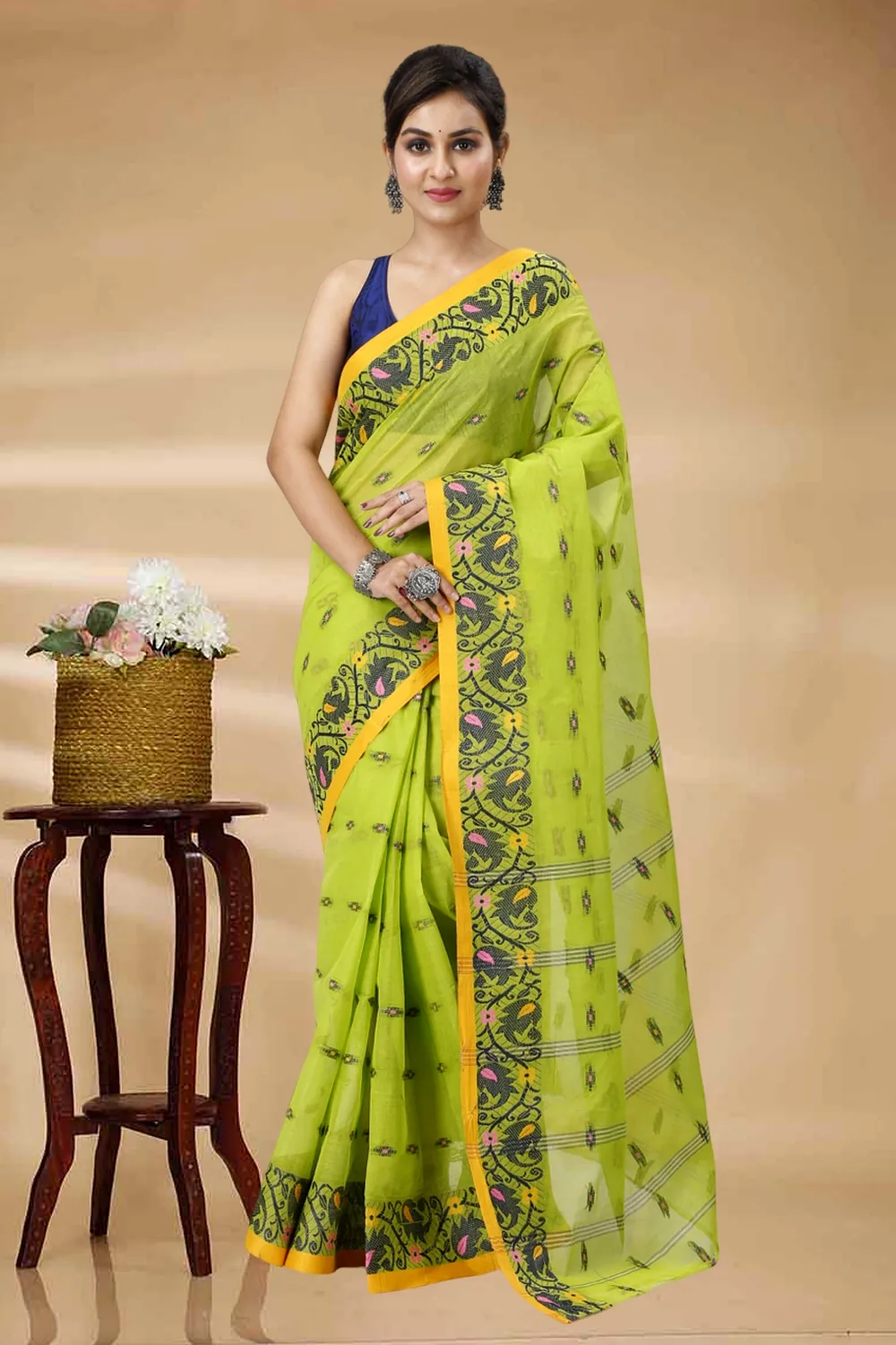 Green Pure Cotton Lucy Tant Saree (1415)