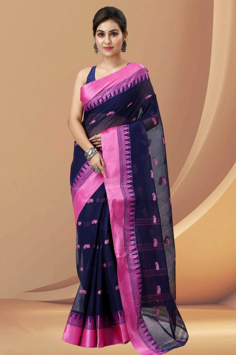 Naby Blue Pure Cotton Lagan Tant Saree (1420)