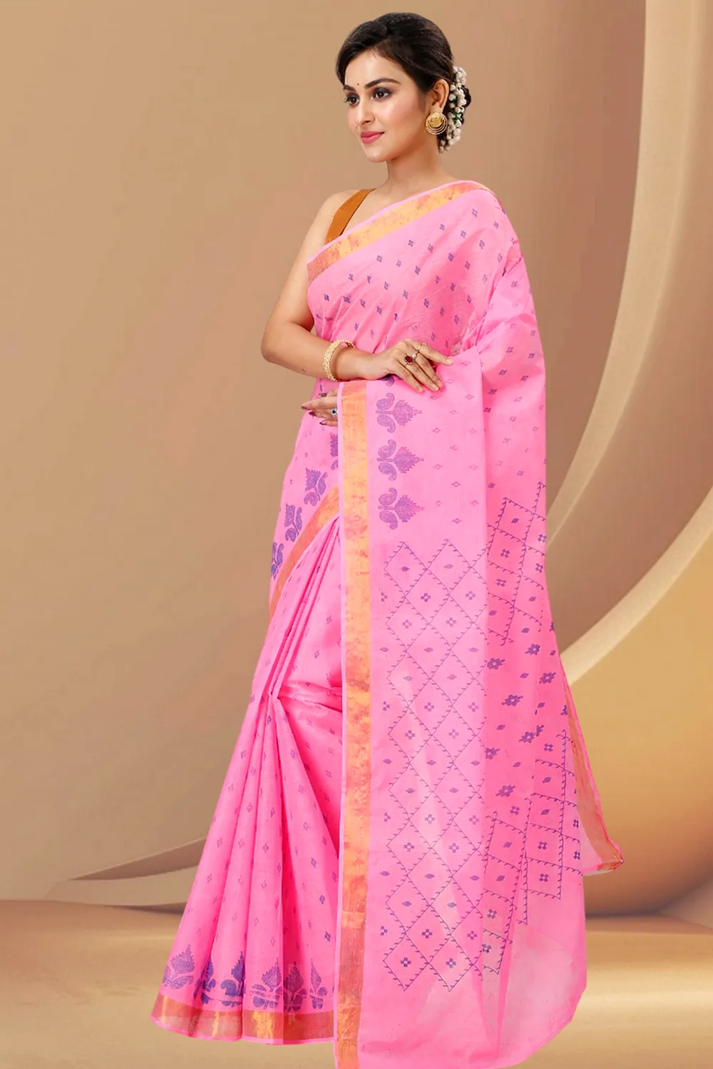 Pink Pure Cotton Luvya Tant Saree Print (1443)