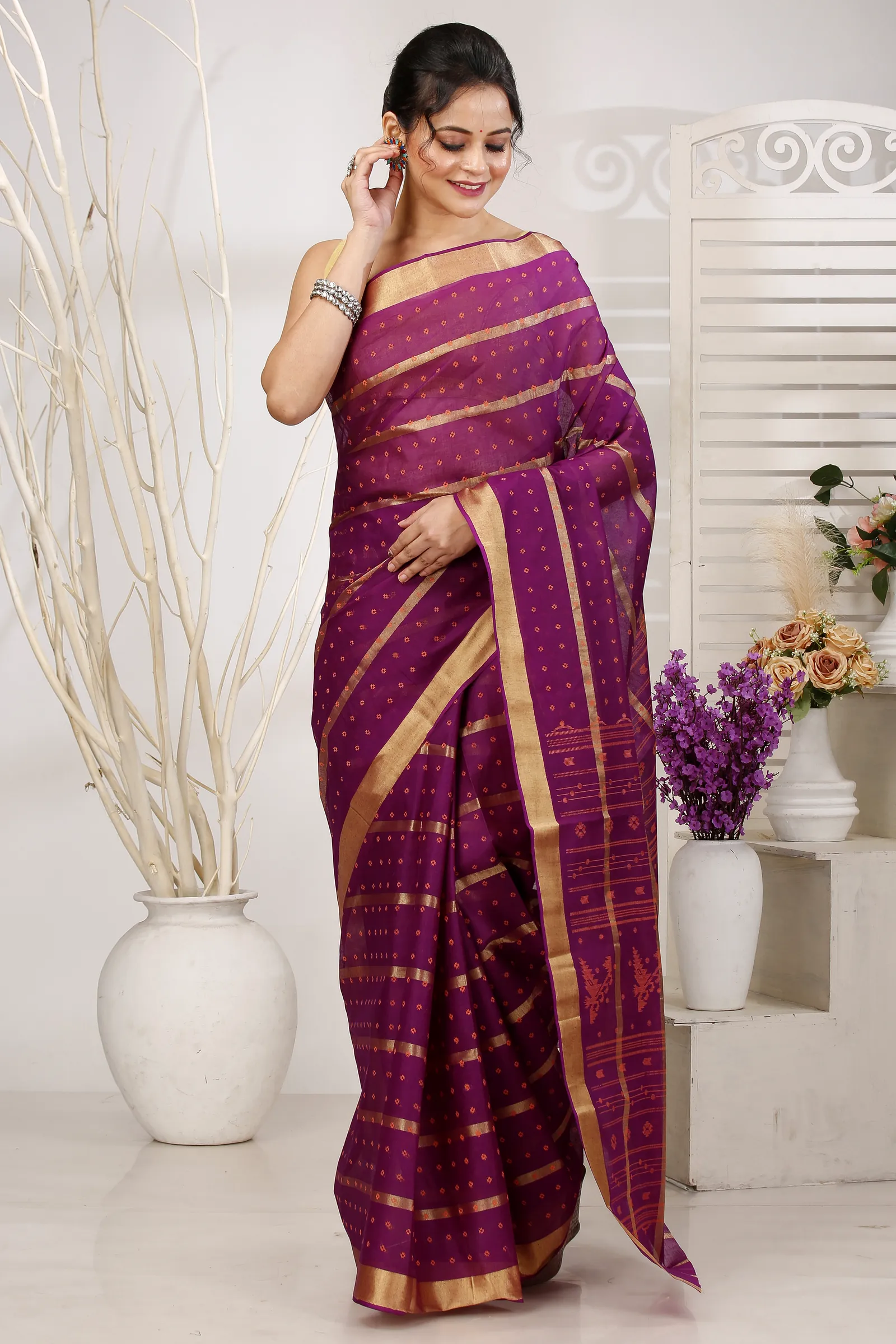 Parpel Pure Cotton Mera Tant Saree (1530)