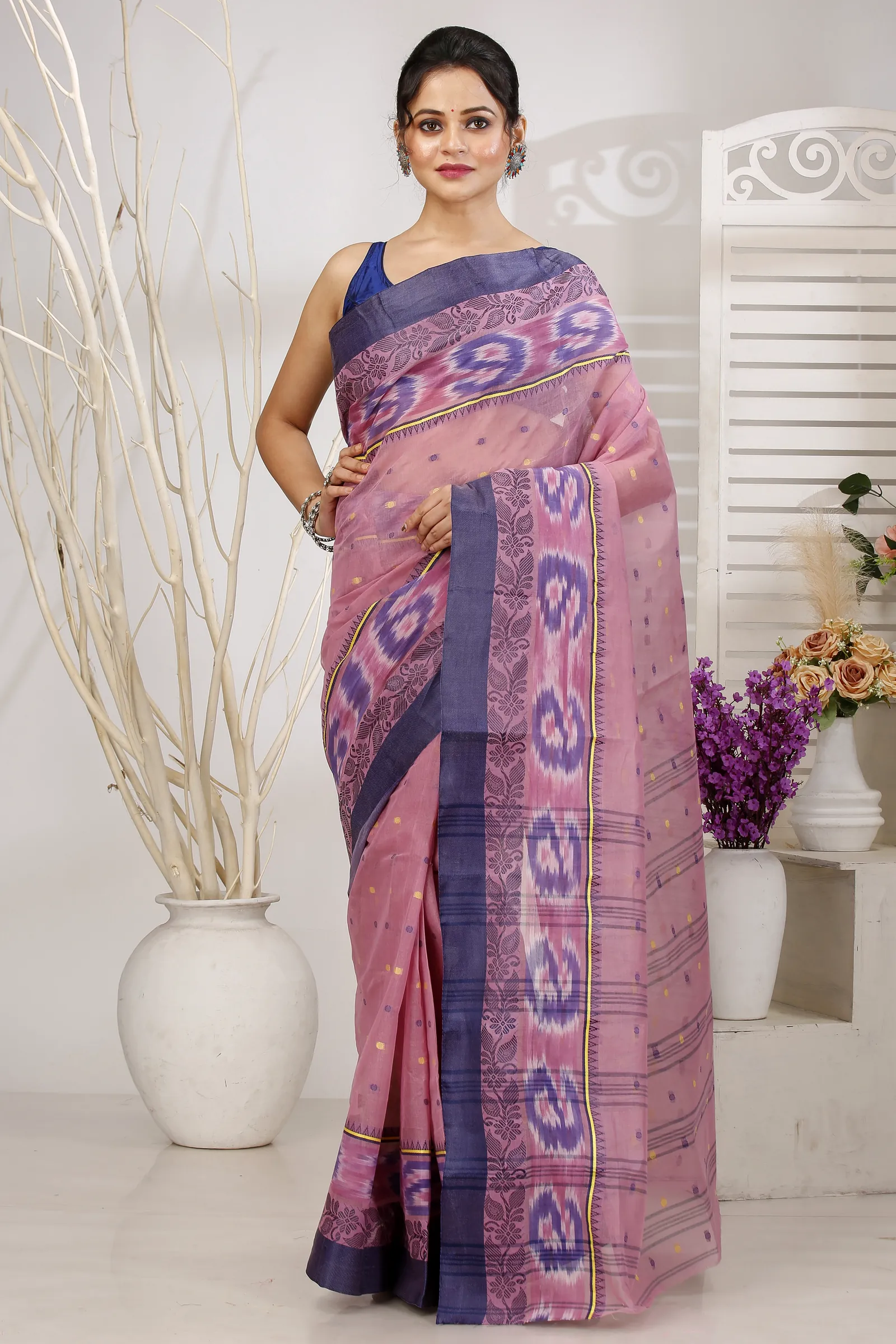 Brown Pure Cotton Moli Tant Saree (1534)