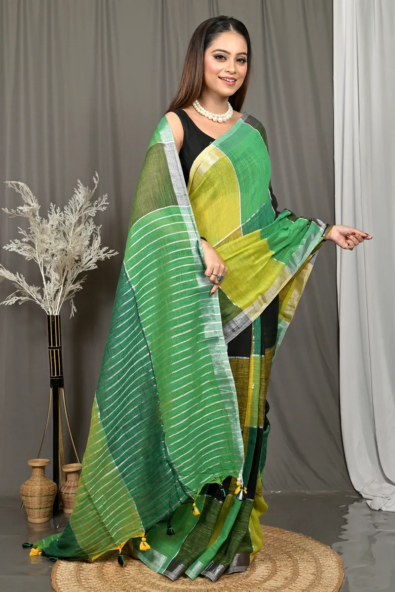 Multi-Coloured Cotton Souvon Handloom Saree  (158)