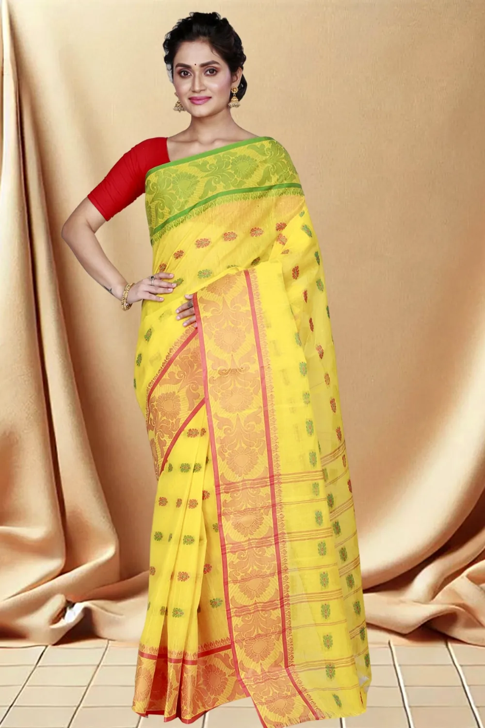 Yellow Pure Cotton Akriti Tant Saree (166)