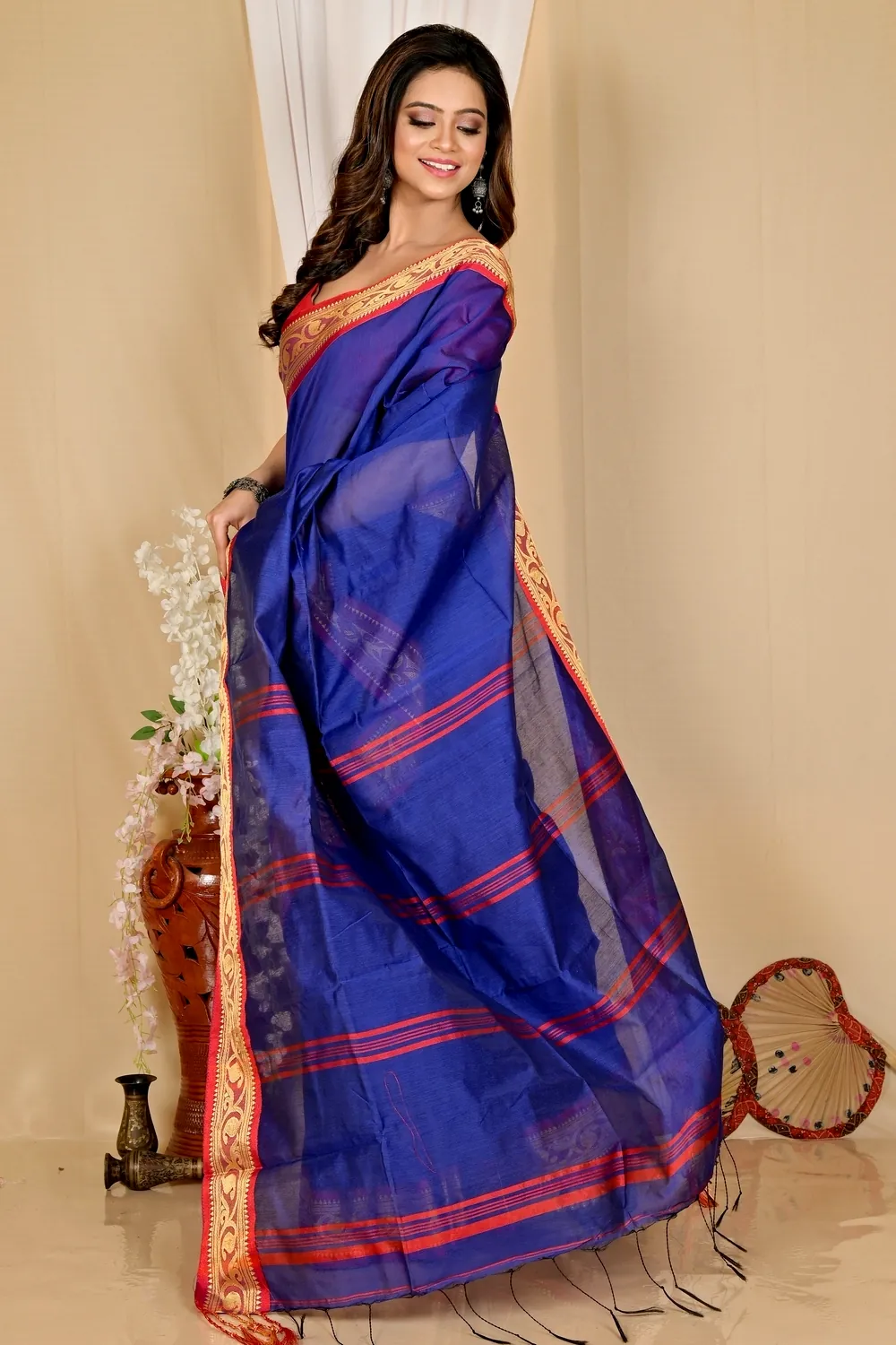 Blue Pure Cotton Nova Hand Loom Saree (1664)
