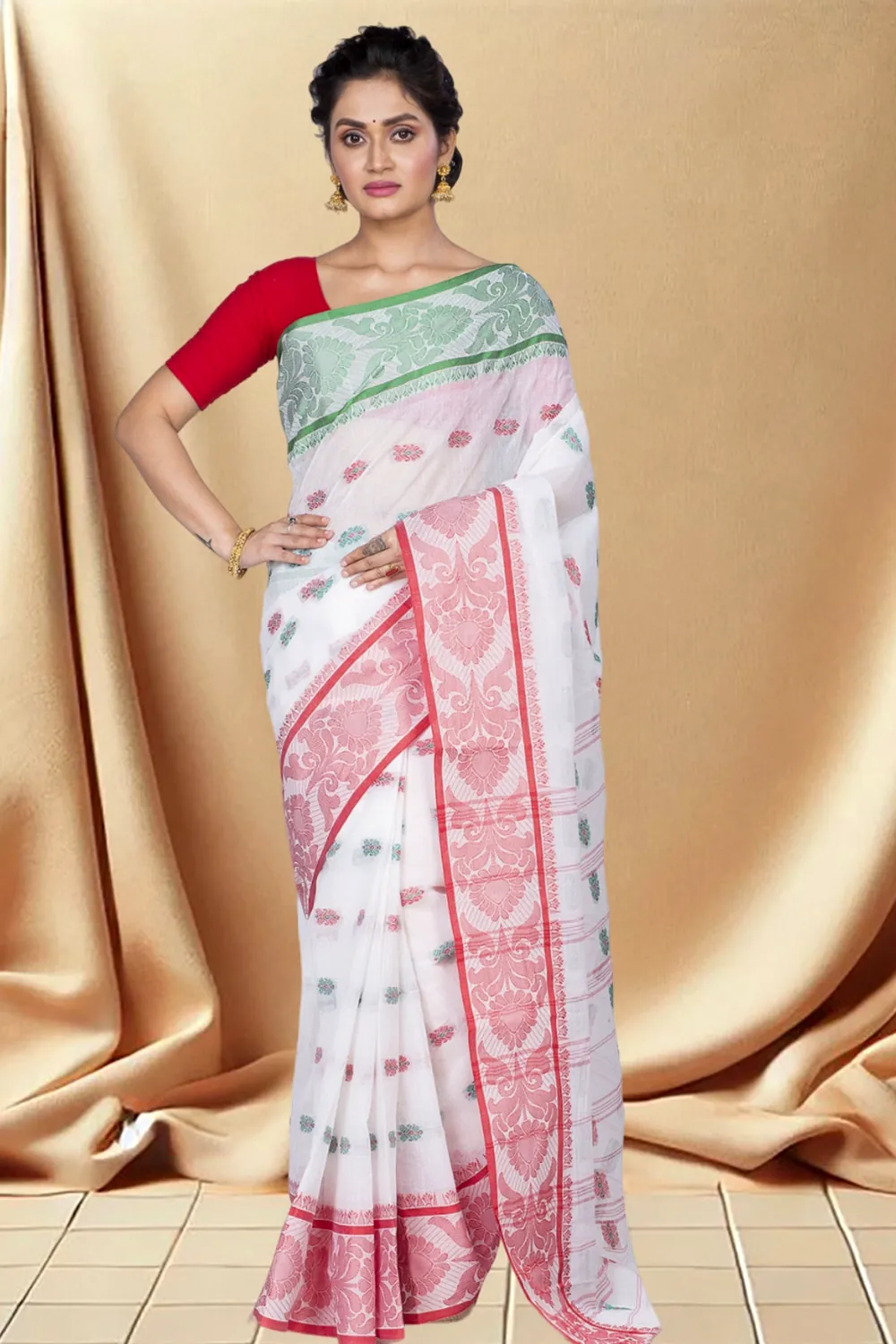 White Pure Cotton Akriti Tant Saree (167)