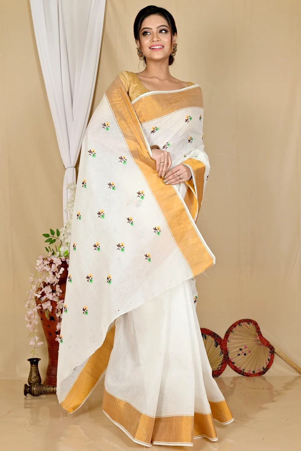 White Glold Pure Cotton Leome Tant Embroidery (1687)