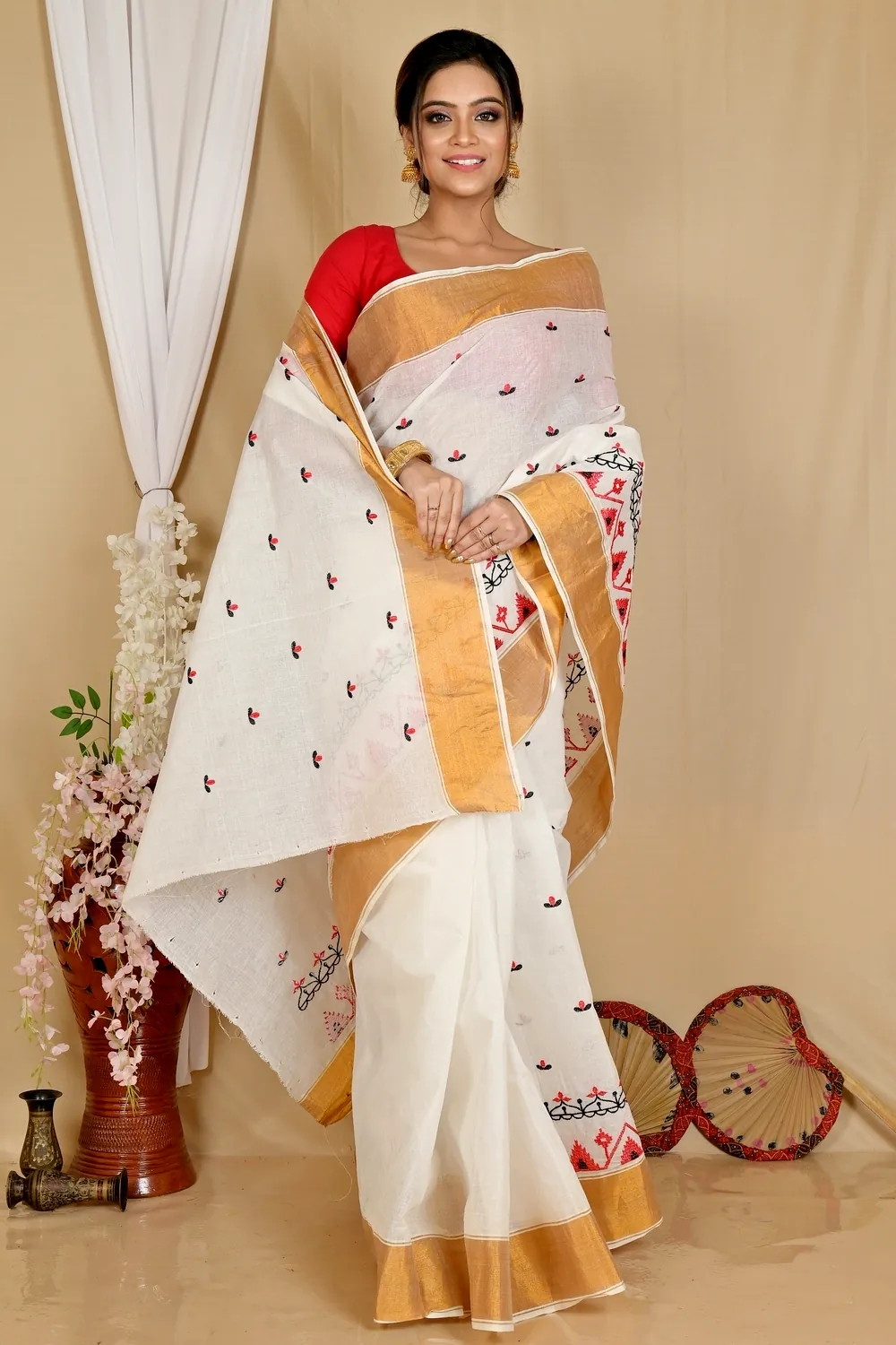 White Glold Pure Cotton Leome Tant Embroidery (1689)