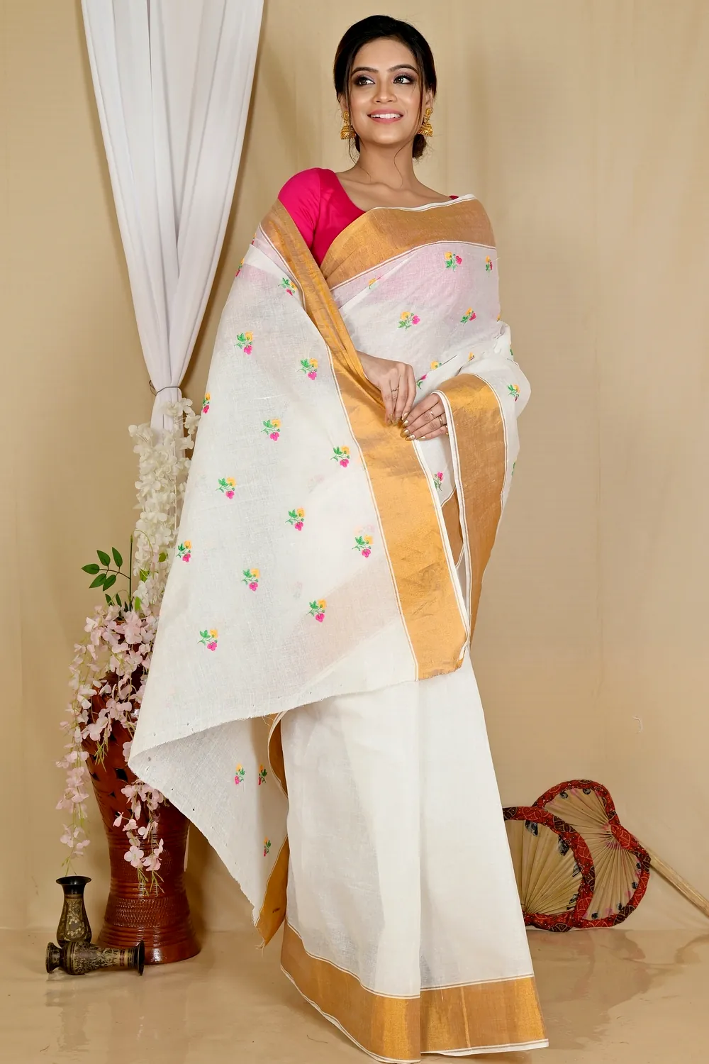 White Glold Pure Cotton Leome Tant Embroidery (1690)