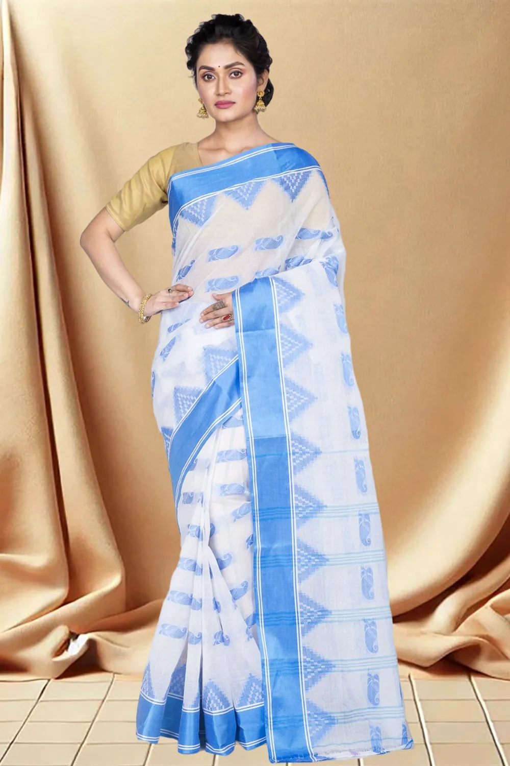 Sky Blue Pure Cotton Archana Tant Saree (172)