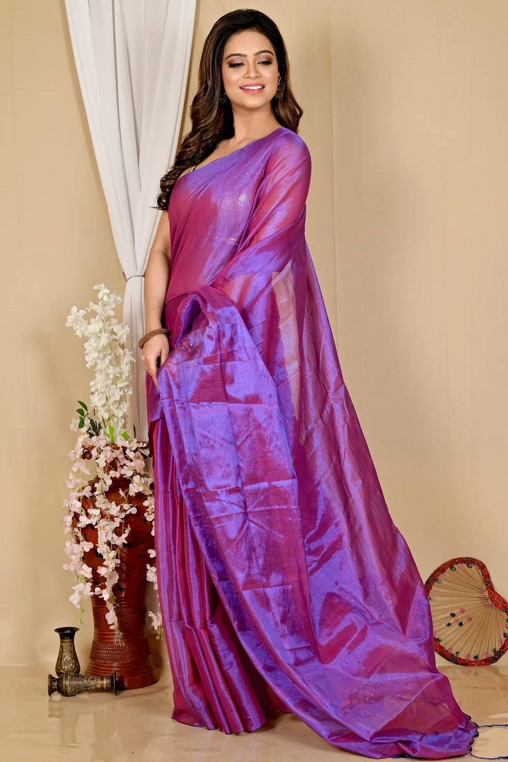 Purple Cotton Silk Tisuka Than Hand Loom Saree (1720)