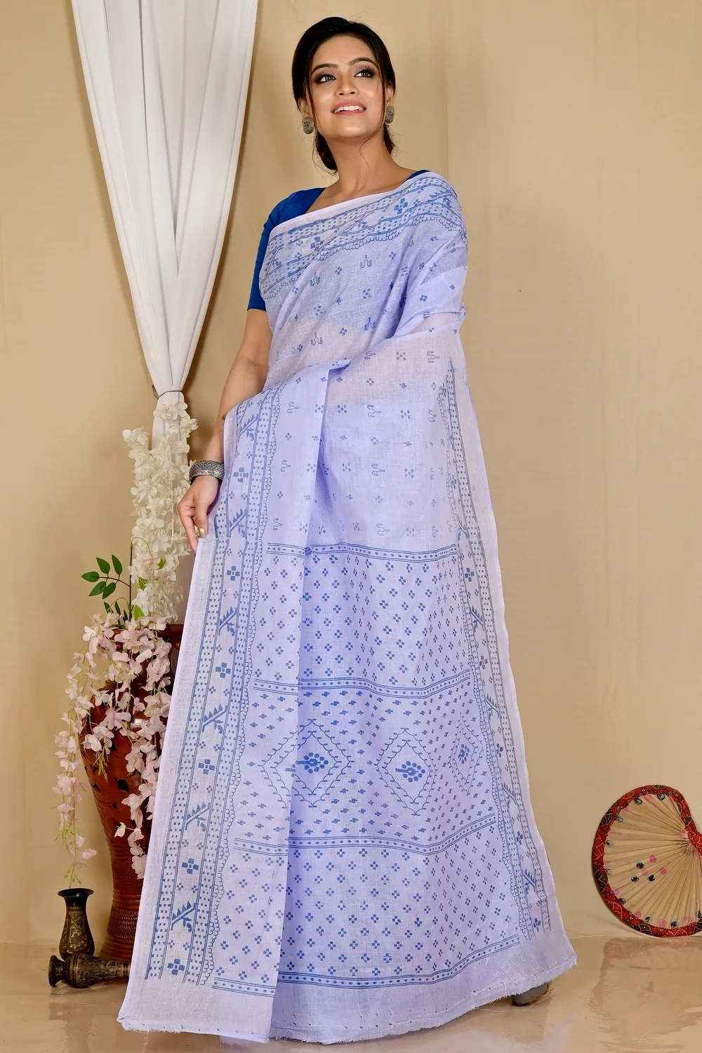 Light Purple Pure Cotton Liko Tant Saree Print (1747)