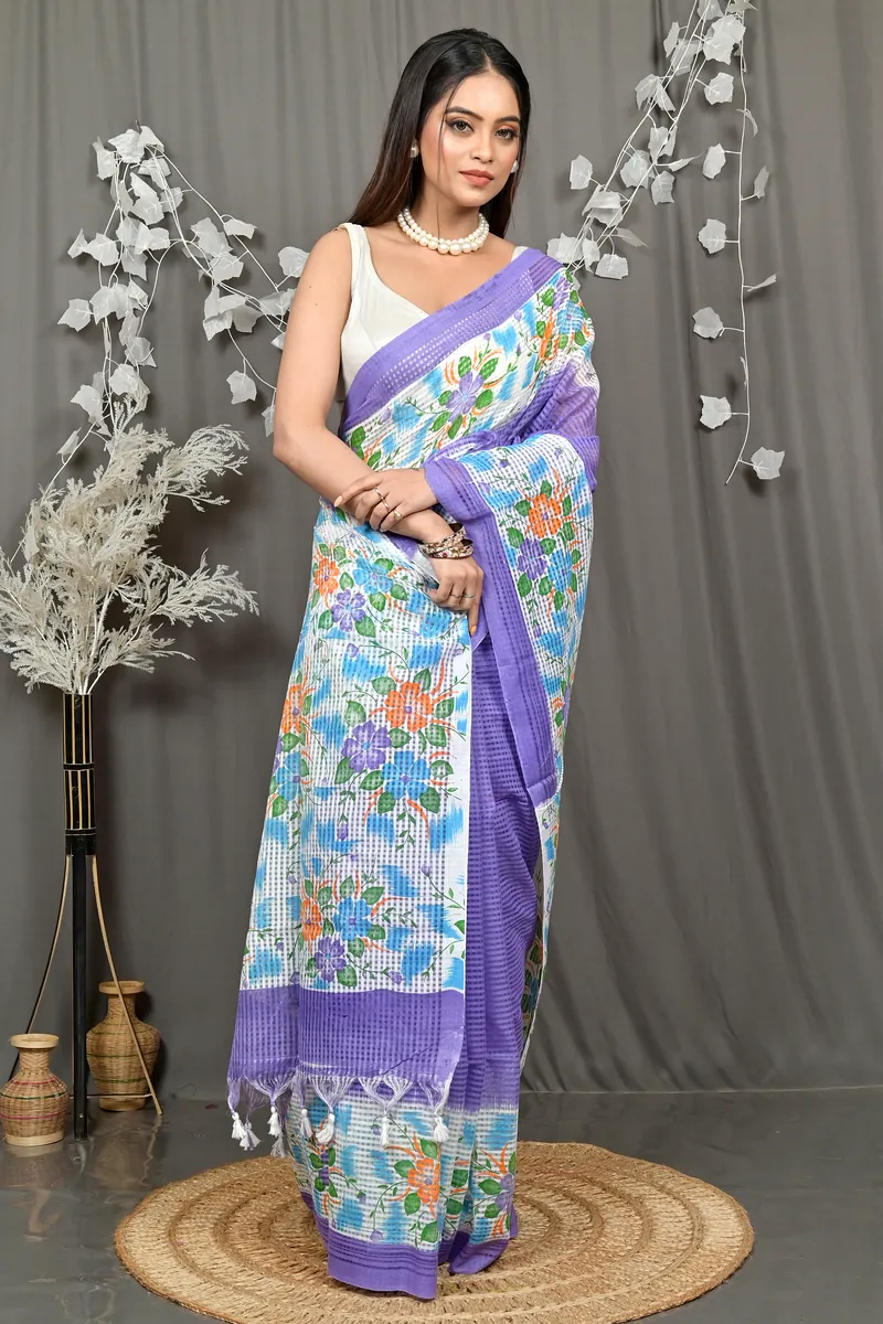 Purpel Cotton Soupon Kota Fabric Saree (1920)