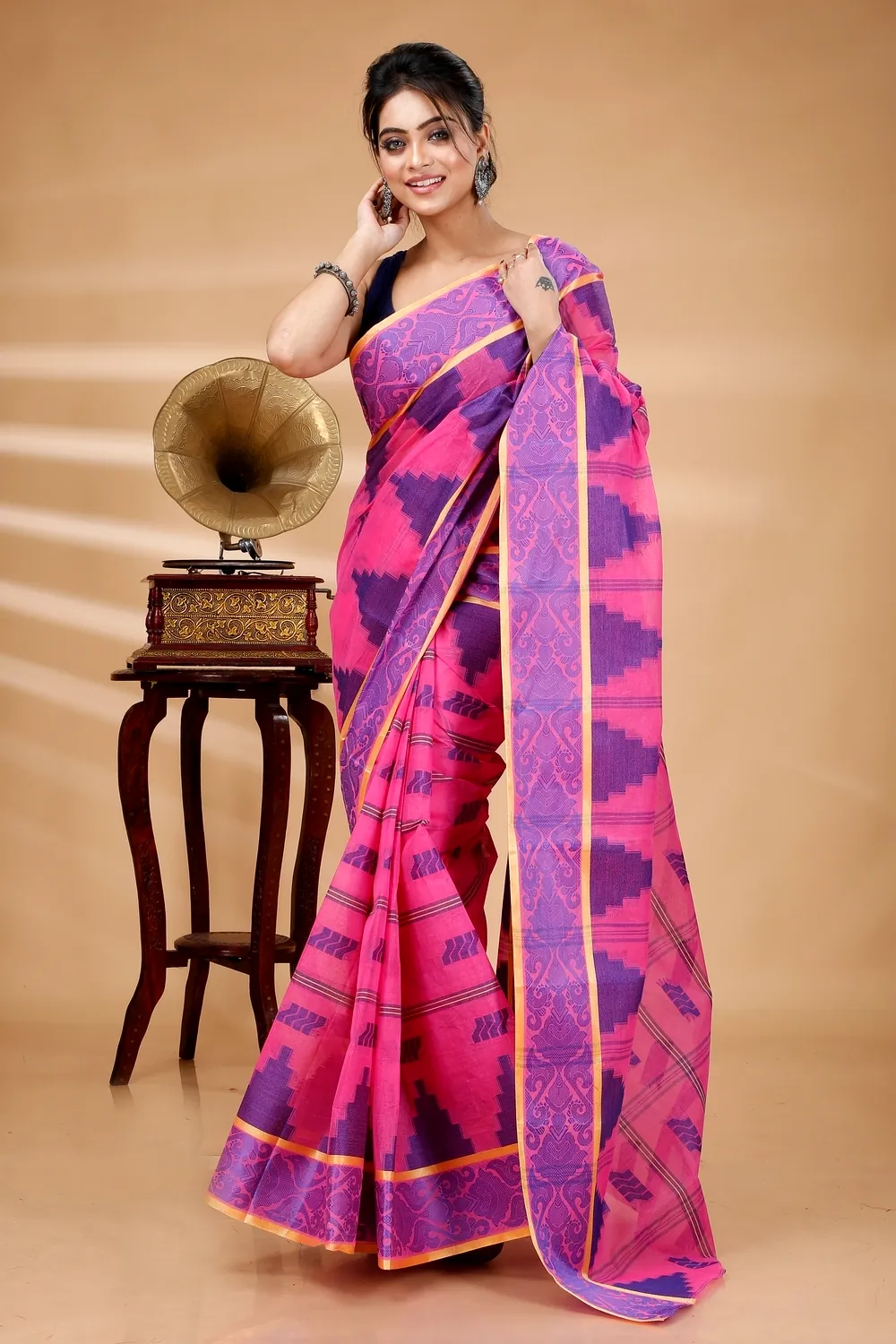 Pink Pure Cotton Kamala Desiging Tant Saree (224)