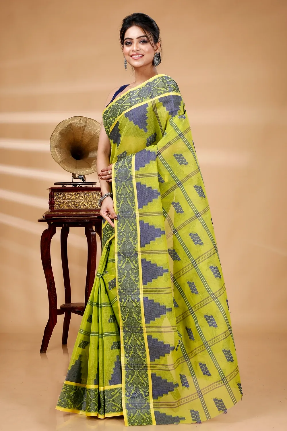 Green Pure Cotton Kamala Desiging Tant Saree (225)