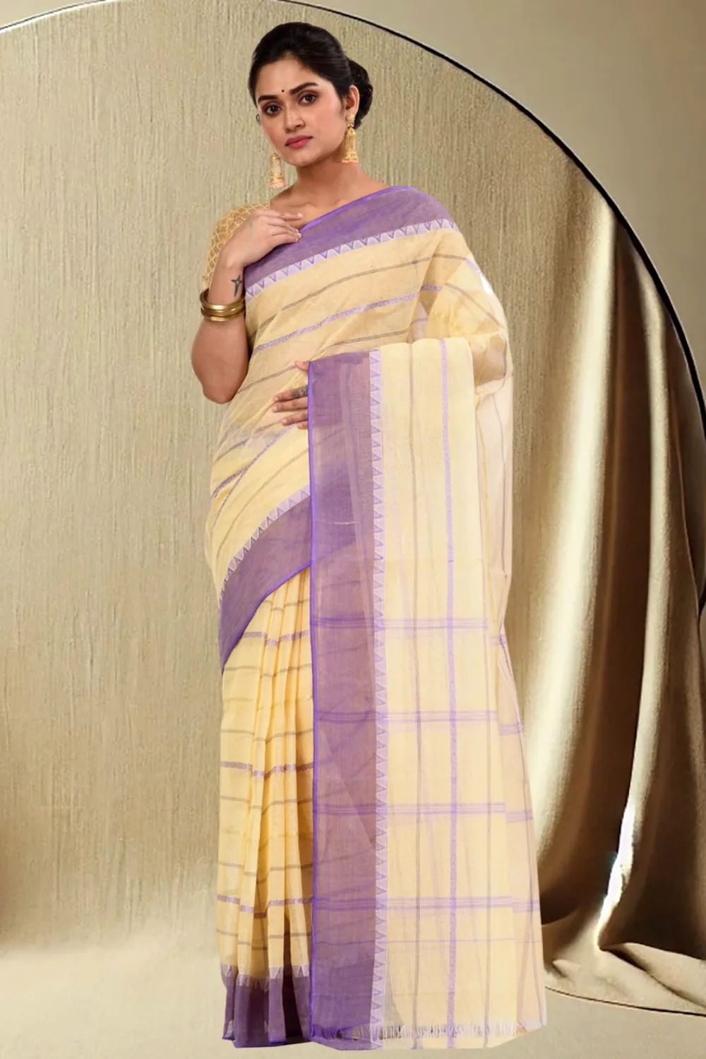 Purple Pure Cotton Boysko Tant Saree (425)