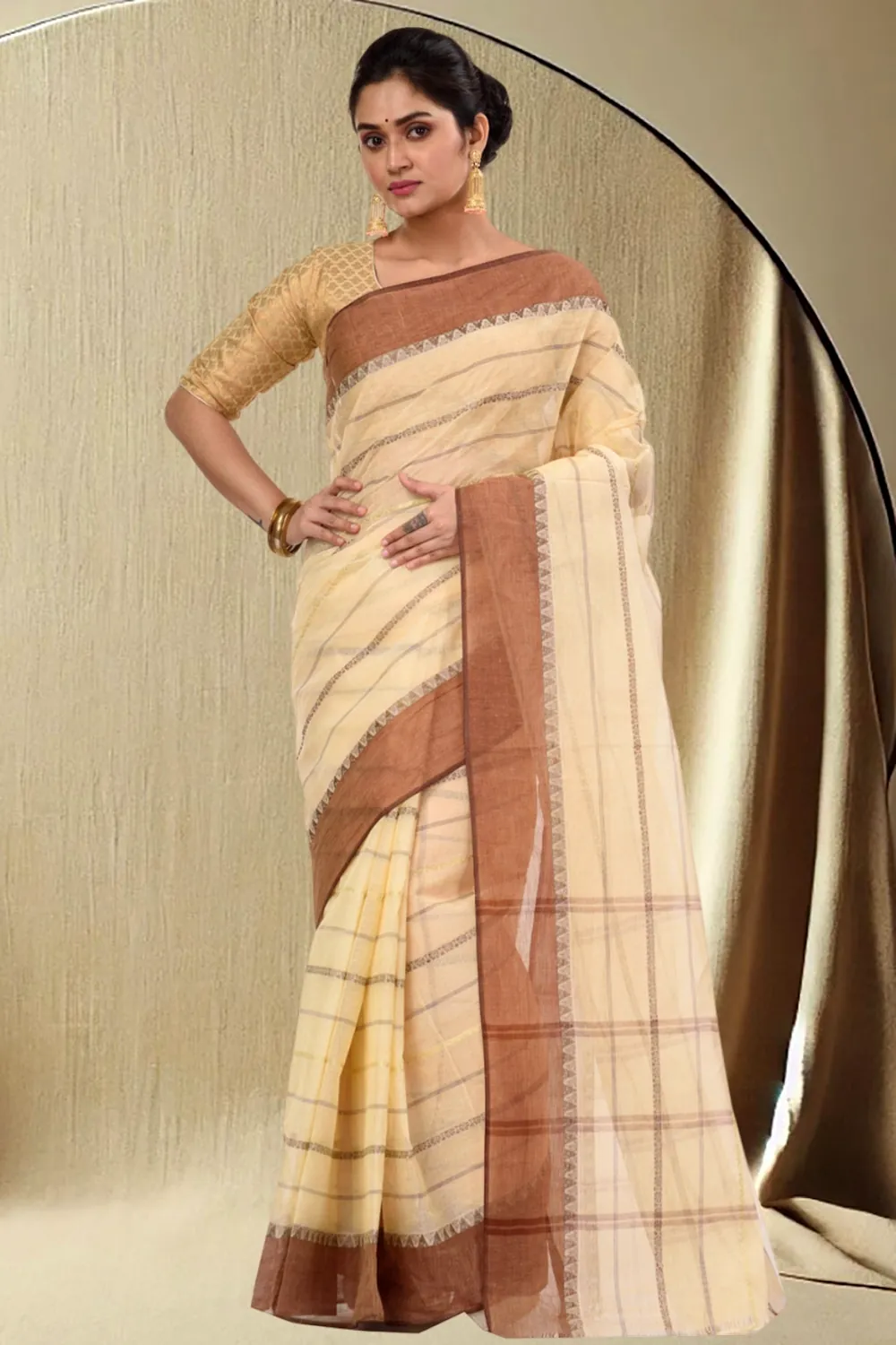 Brown Pure Cotton Boysko Tant Saree (426)