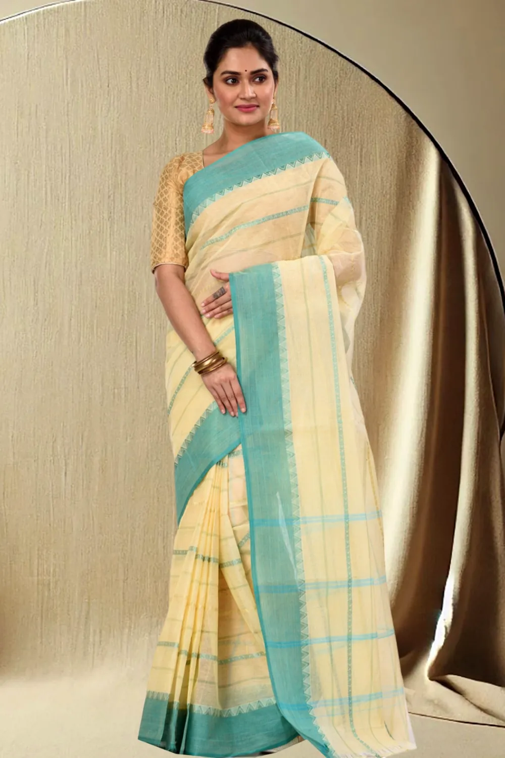 See Green Pure Cotton Boysko Tant Saree (428)