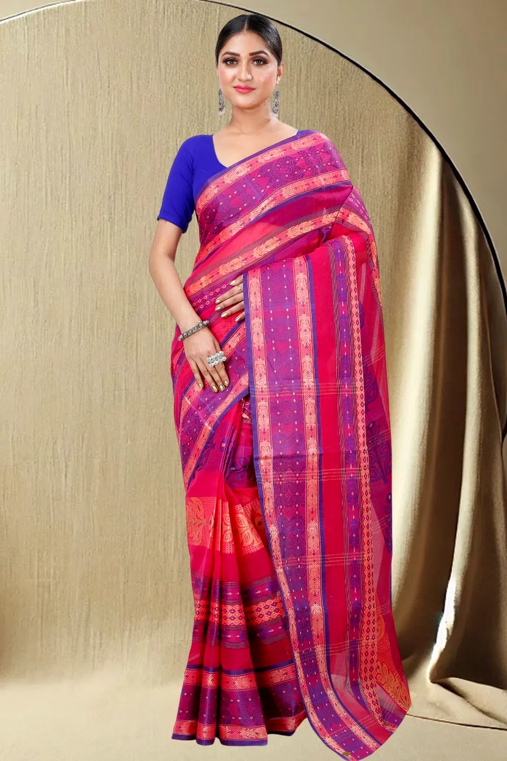 Pink Pure Cotton Saanvi Desiging Tant Saree (462)