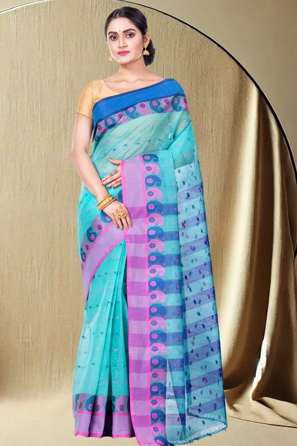 Light Green Pure Cotton Amkolka_Par Tant Saree (476)