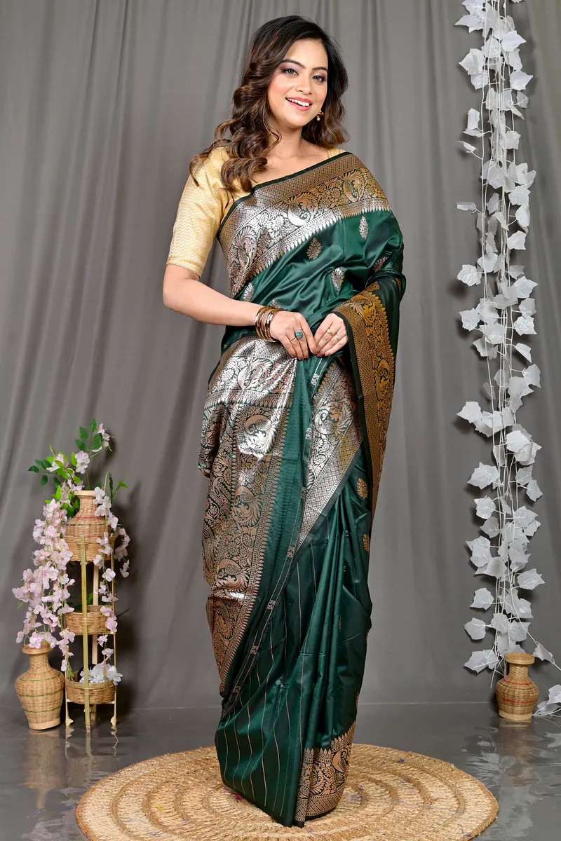 Green Cotton Silk Paromal Kathan Saree (488)