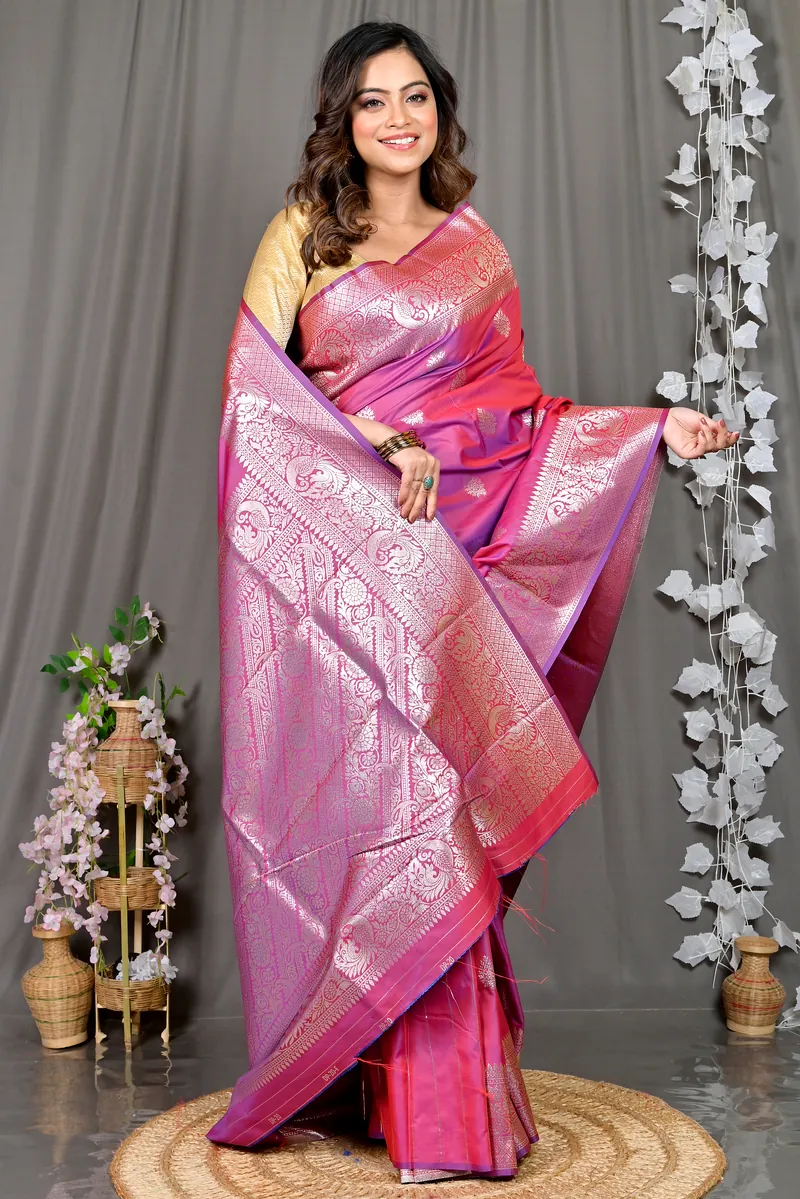 Pink Cotton Silk Paromal Kathan Saree (490)