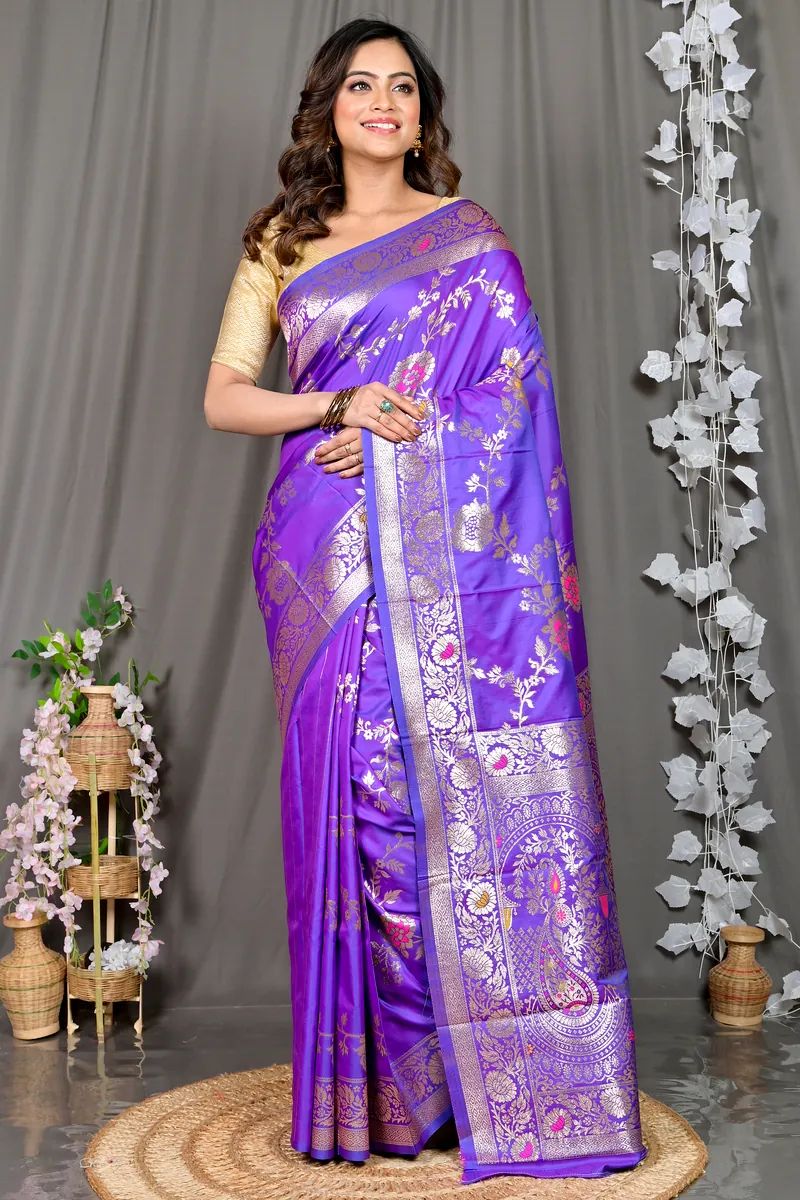 Lavender Cotton Silk Parosha Kathan Saree (509)