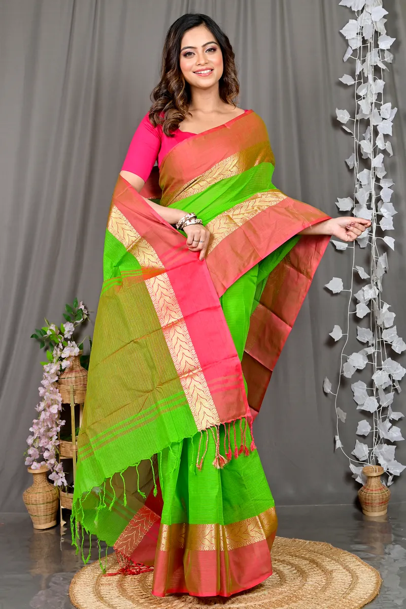 Green Pure Cotton Parvin Tant Saree (578)
