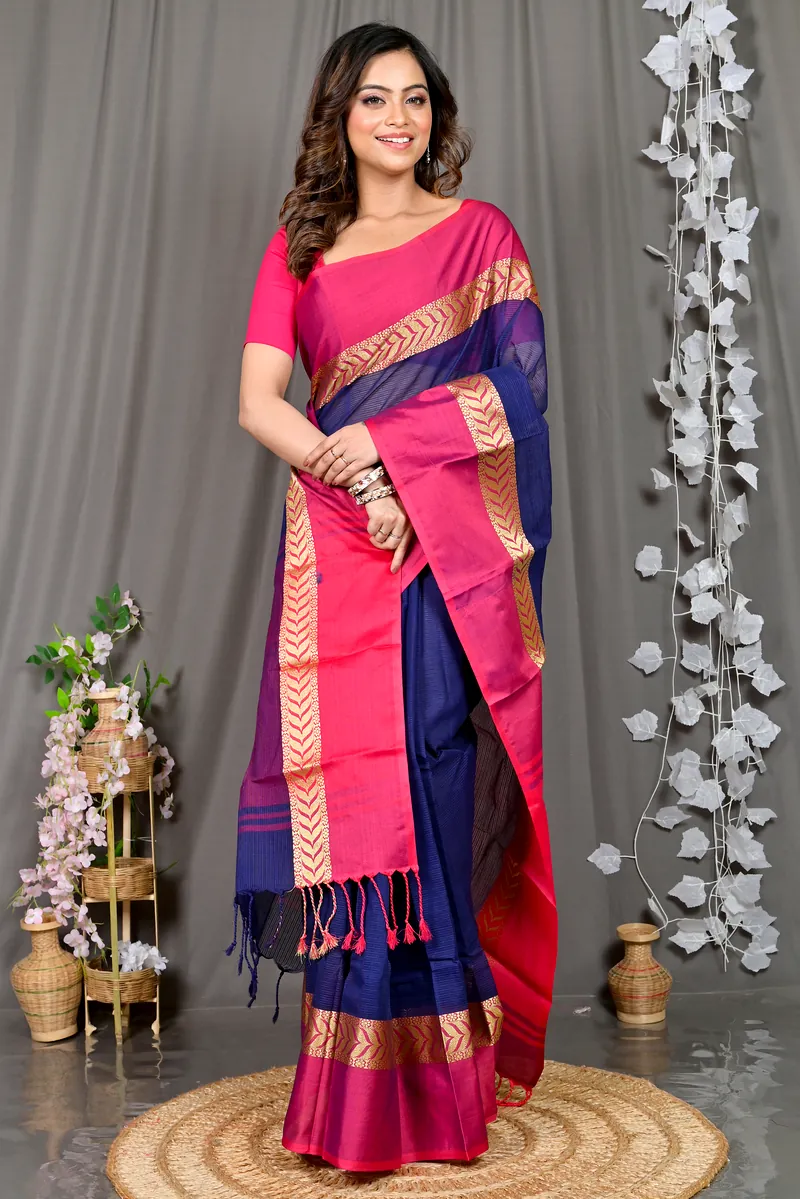 Naby Blue Pure Cotton Parvin Tant Saree (579)