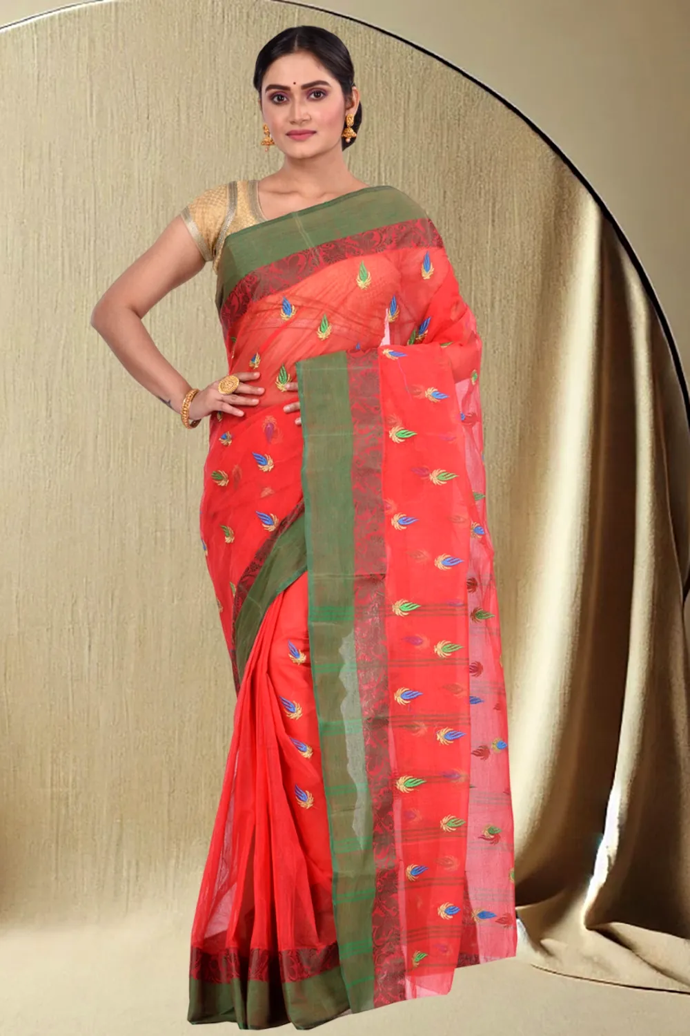 Red Pure Cotton Dip_Embro Tant Embroidery (663)