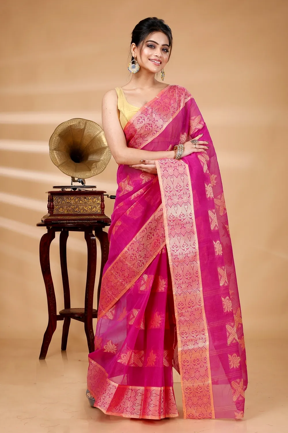 Purple Pure Cotton Suparna Buti Tant Saree (757)