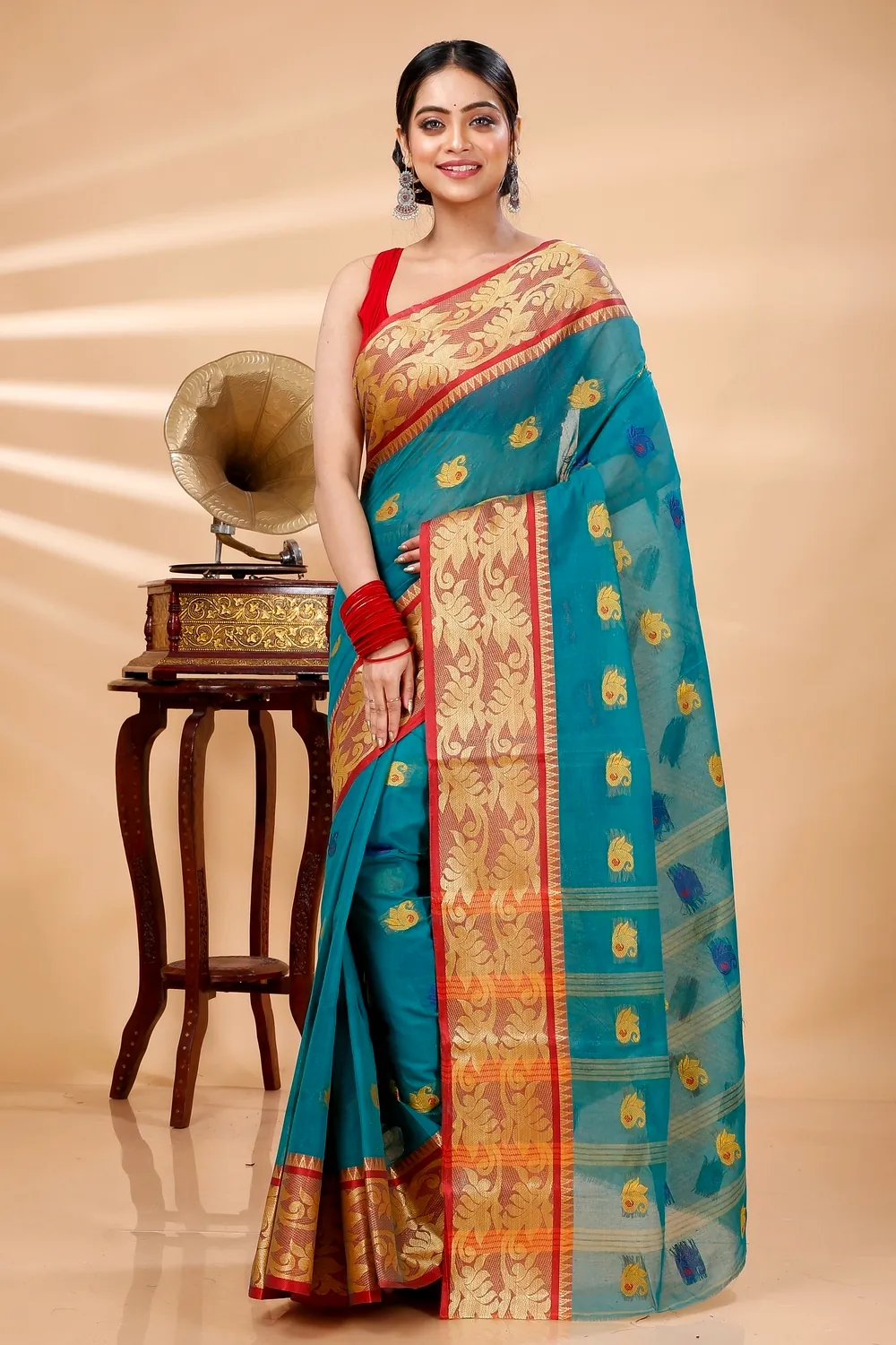 See Green Pure Cotton HasFul Tant Saree (789)