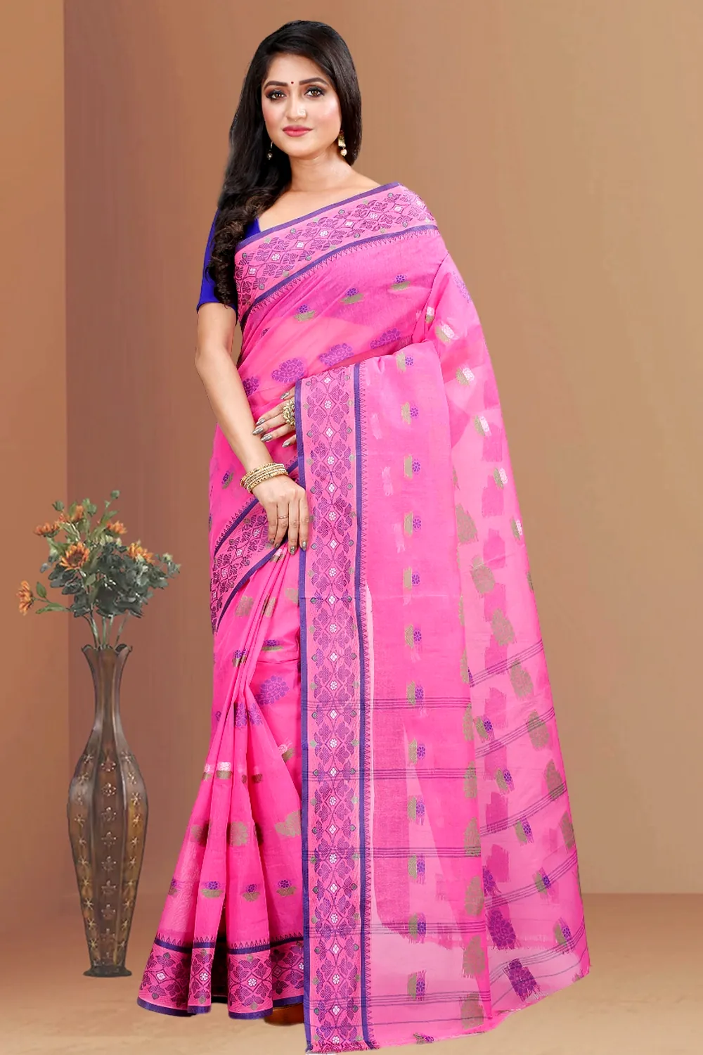 Pink Pure Cotton Rohini Tant Saree (8029)