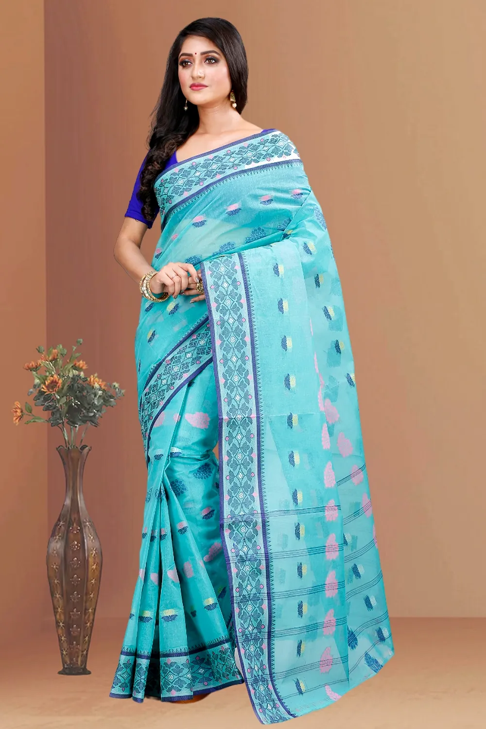 See Green Pure Cotton Rohini Tant Saree (8031)