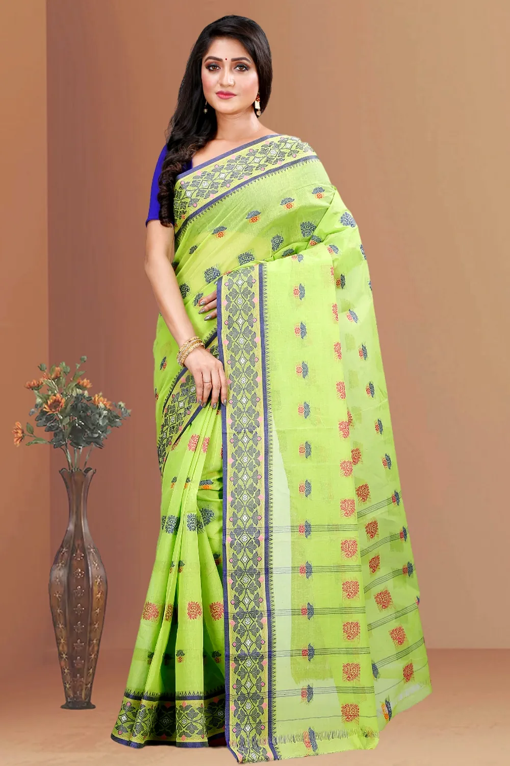 Green Pure Cotton Rohini Tant Saree (8032)