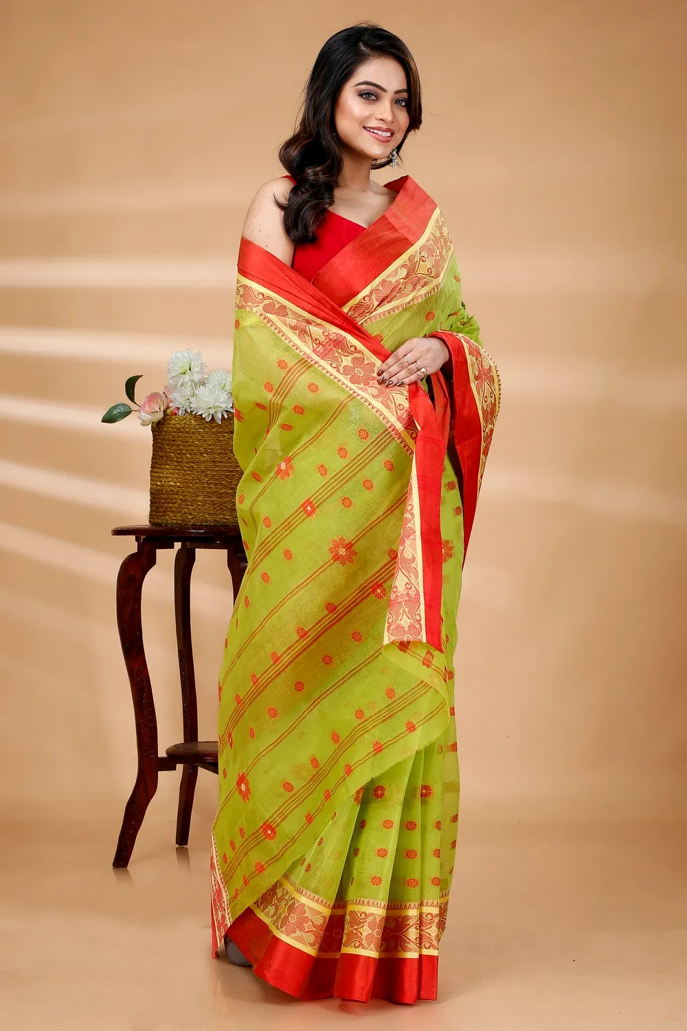 Green Pure Cotton BolLata_Tant Tant Saree (838)