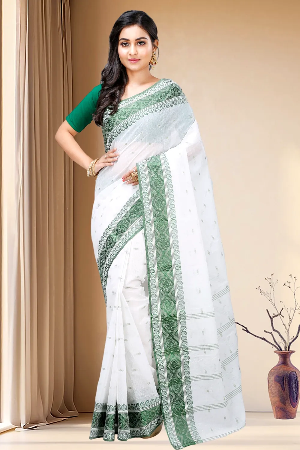 Green Pure Cotton Boysko_Tant Tant Saree (843)