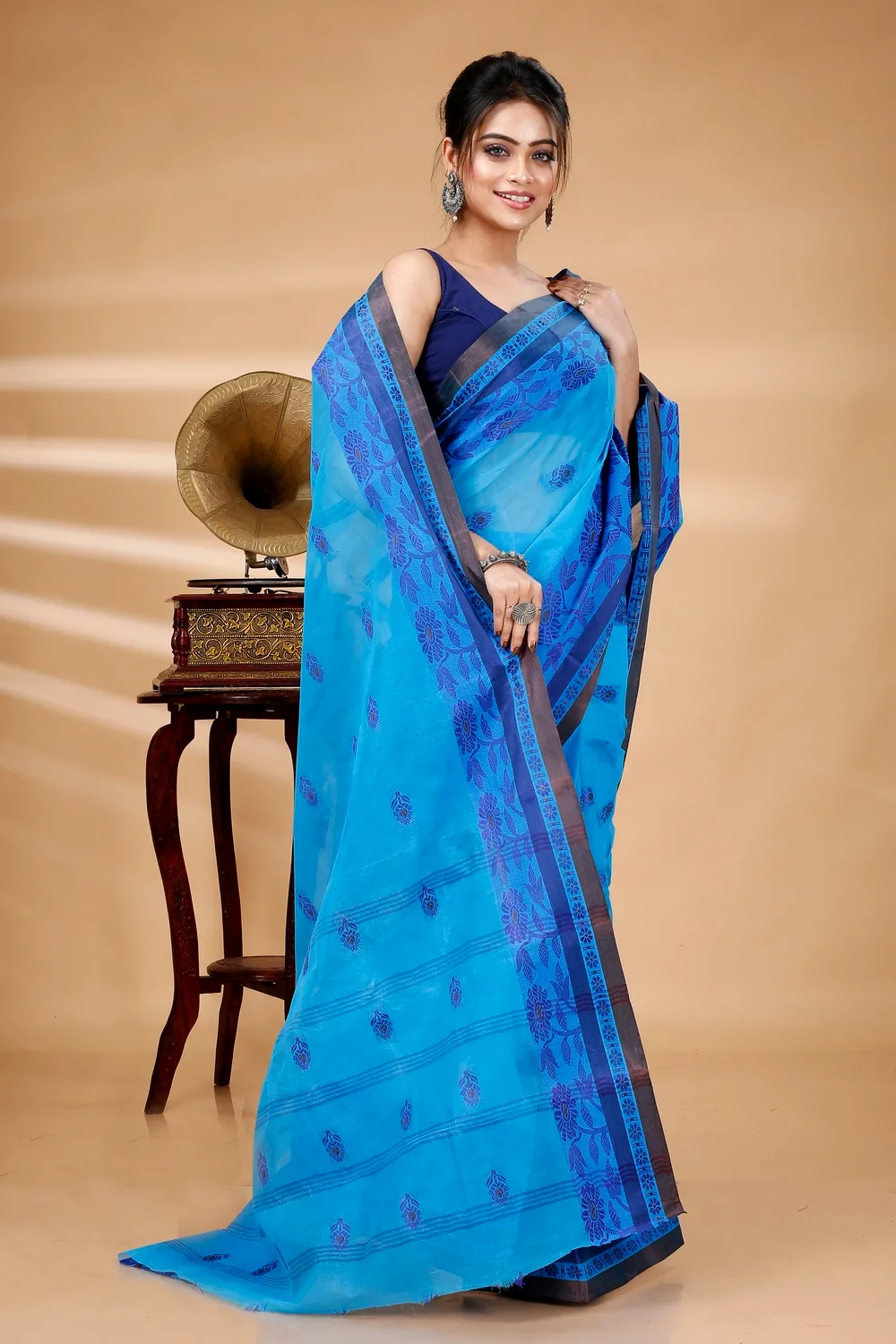 Blue Pure Cotton Fultop_Tant Tant Saree (850)